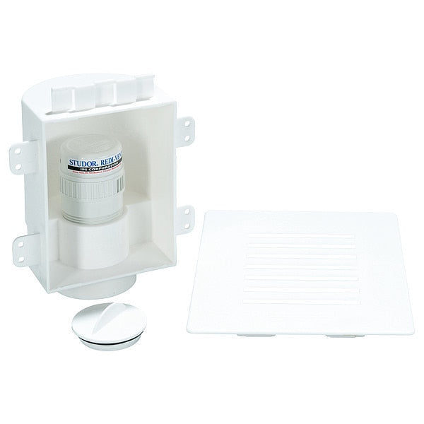 1-1/2" or 2 " Dia.,  Plastic,  White/Plastic Finish,  Lavatory/Kitchen,  Mini Recess Box