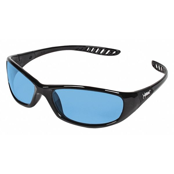 Safety Glasses,  Wraparound Light Blue Polycarbonate Lens,  Scratch-Resistant