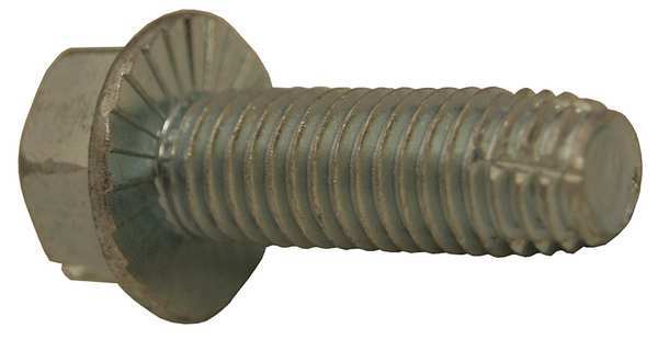 Thread Cutting Screw,  3/8" x 1 in,  Zinc Plated Steel Hex Head Slotted Drive,  100 PK