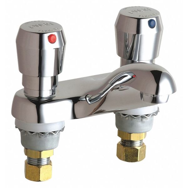 Metering 4" Mount,  Hot And Cold Water Metering Sink Faucet,  Chrome plated