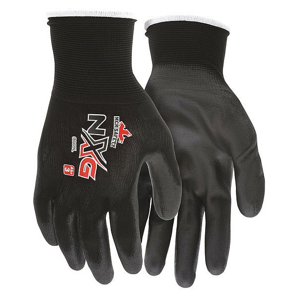 Polyurethane Coated Gloves,  Palm Coverage,  Black,  2XL,  PR