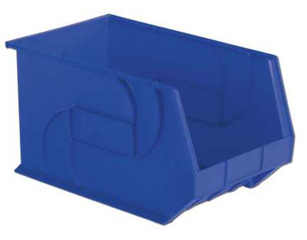 Hang & Stack Storage Bin,  Blue,  Plastic,  18 in L x 11 in W x 10 in H,  40 lb Load Capacity
