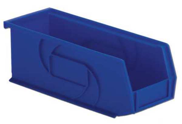 Hang & Stack Storage Bin,  Blue,  Plastic,  10 7/8 in L x 4 1/8 in W x 4 in H,  30 lb Load Capacity