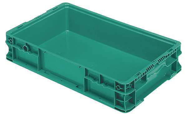 Straight Wall Container,  Green,  Plastic,  24 in L,  15 in W,  5 in H,  0.72 cu ft Volume Capacity