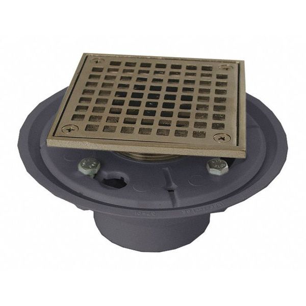 Shower Drain, BN, 2"x3", 4-1/4"Spud