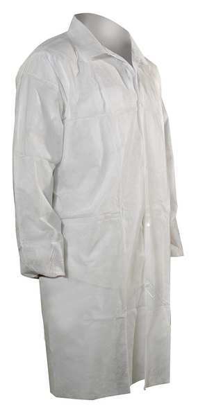 Disp Lab Coat, Polypropylene, White, L, PK25