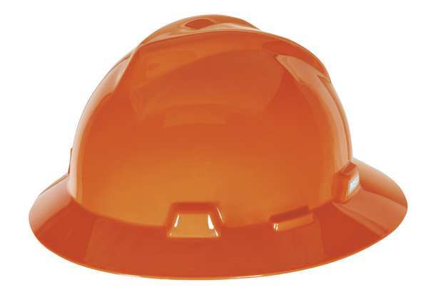 Full Brim Hard Hat,  Type 1,  Class E,  Ratchet (4-Point),  Orange