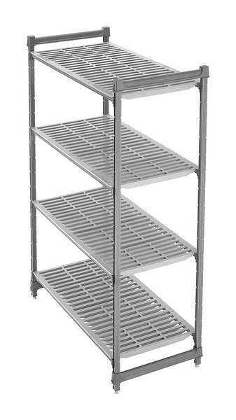 Starter Plastic Shelving Unit,  Vented Style,  24 in D,  36 in W,  72 in H,  4 Shelves,  Brushed Graphite