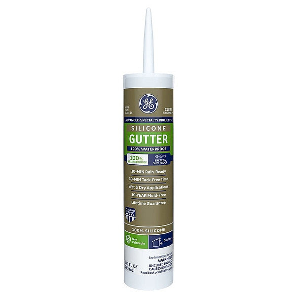 Gutter & Flashing Sealant,  10.1 oz,  Cartridge,  Clear,  Silicone Base
