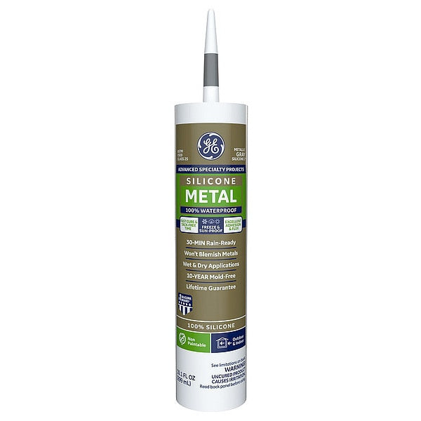 Silicone Sealant,  Metal Silicone 2,  10 oz,  Cartridge,  Gray