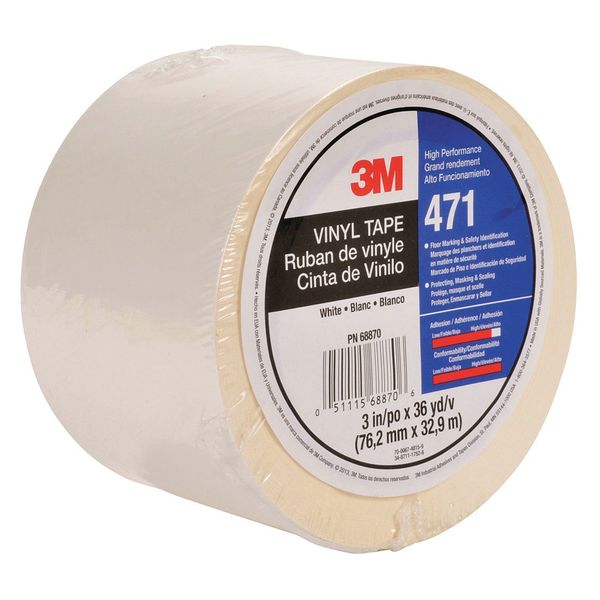 Marking Tape, Roll, 3In W, 108 ft. L, White