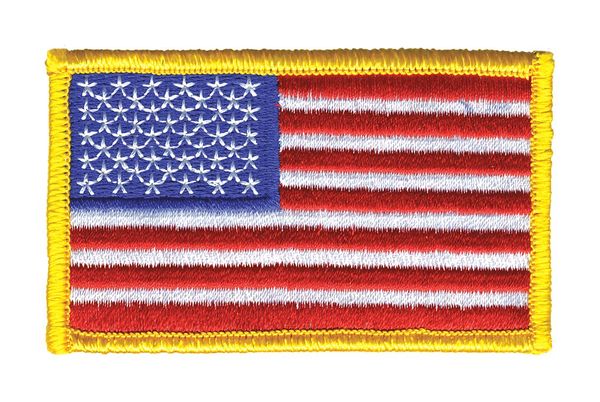 U.S. Flag,  Embroidered Patch,  Medium,  Gold
