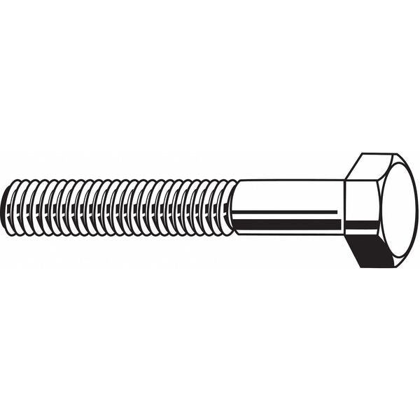 Not Graded,  3/8"-16 Hex Head Cap Screw,  Plain Stainless Steel,  1-1/4 in L,  50 PK