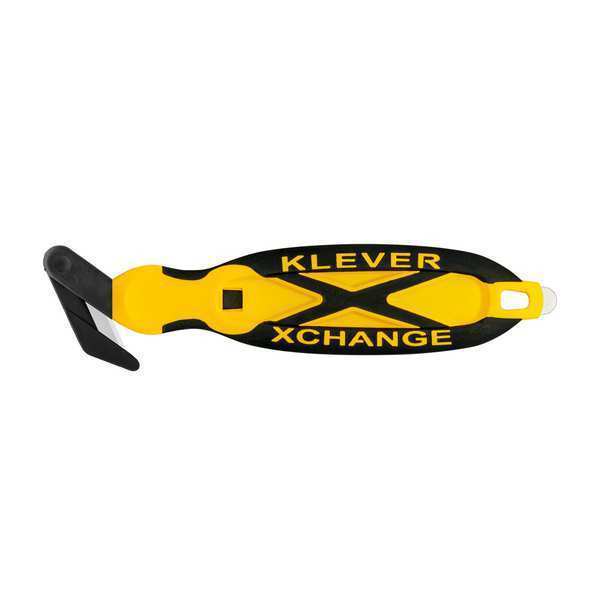 Hook-Style Safety Cutter,  7 in Length,  Fixed Steel Blade,  Rubberized Oval Handle,  Yellow