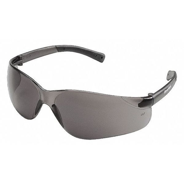 Safety Glasses,  Wraparound Gray Polycarbonate Lens,  Scratch-Resistant