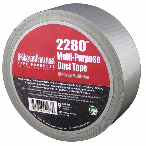 Duct Tape,  1 7/8 in W x 60 yd L,  Silver,  2280,  1 Pk