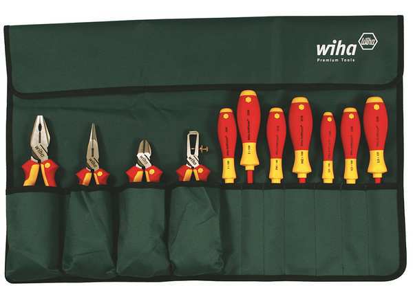 11 pc Insulated Tool Set,  Roll-up Pouch,  7 Screwdrivers,  3 Pliers,  SAE