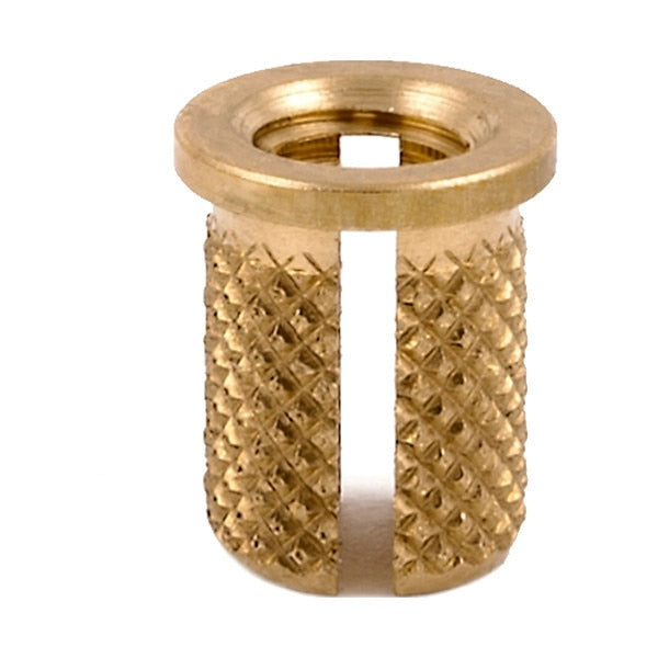 Press Insert,  M3-0.50 Int Thrd Sz,  4.775 mm L,  4.216 mm Dia.,  Brass,  Plain,  50 PK