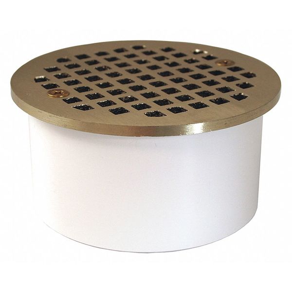 Drain Base,  3-1/2" NB Strainer,  PVC,  3"