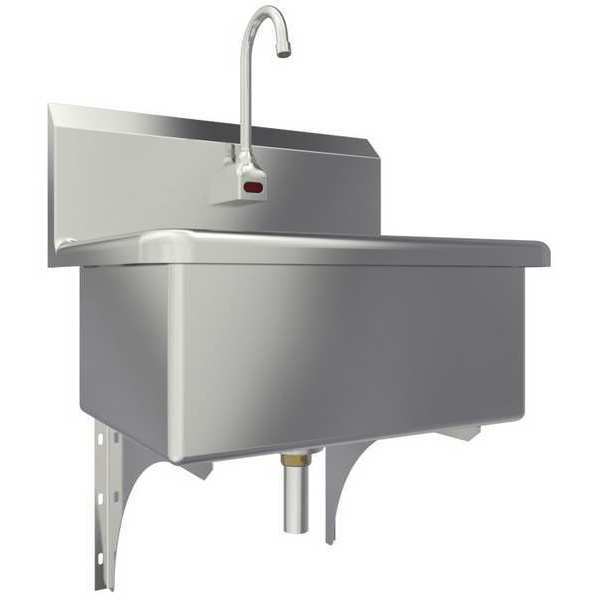 Wall Mount,  1 Hole,  Battery Sensor,  Stainless,  Scrub Sink