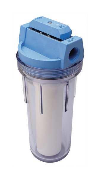 Water Filtration System,  NPT,  5 micron,  1.5 gpm,  8, 000 gal,  13 in H,  Styrene Acrylonitrile,  Clear