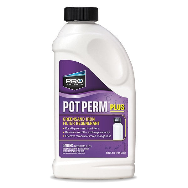Potassium Permanganate,  Pot Perm,  Removes Iron/Manganese,  28 oz Bottle,  For Greensand Iron Filters