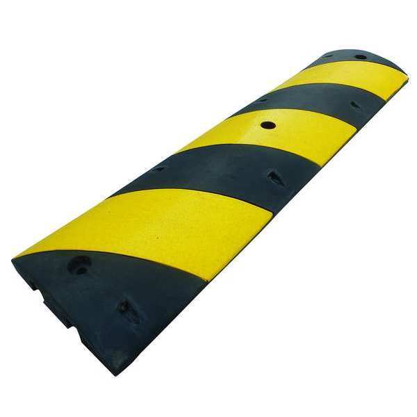 Speed Bump,  Rubber,  6 ft L,  1 ft W,  Black/Yellow