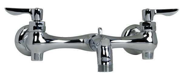 Lever Handle 8" Mount,  2 Hole Straight Service Sink Faucet,  Polished chrome