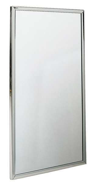 Framed Mirror,  Wall Mount,  36 in H,  18 in W,  3/4 in D,  Stainless Steel,  Bright Annealed Finish