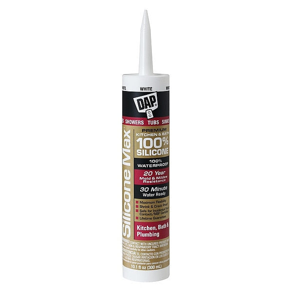 Kitchen & Bath Sealant,  10.8 oz,  Cartridge,  White,  Silicone Rubber Base