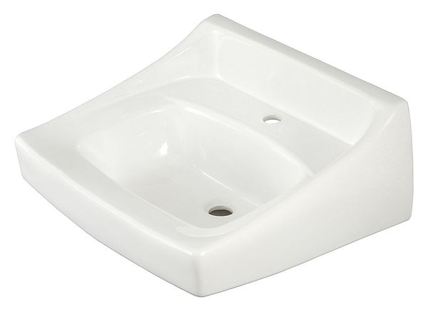 White Bathroom Sink,  Vitreous China,  Wall Mount Bowl Size 14-3/4"