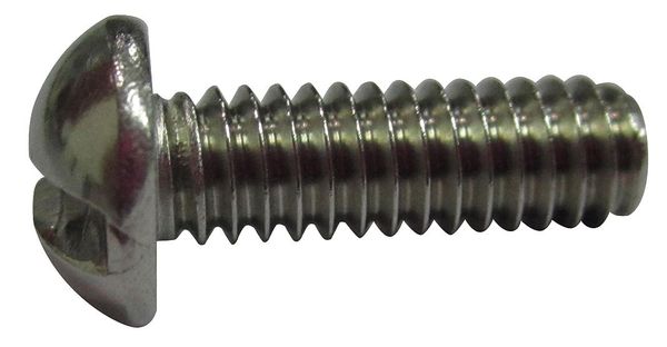#10-32 x 1/2 in Slotted Round Machine Screw,  Plain 18-8 Stainless Steel,  100 PK