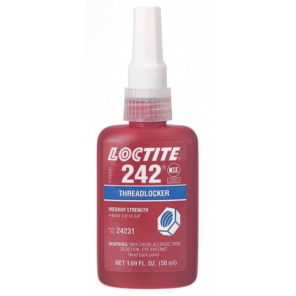 Threadlocker,  LOCTITE 242,  Blue,  Medium Strength,  Liquid,  250 mL Bottle