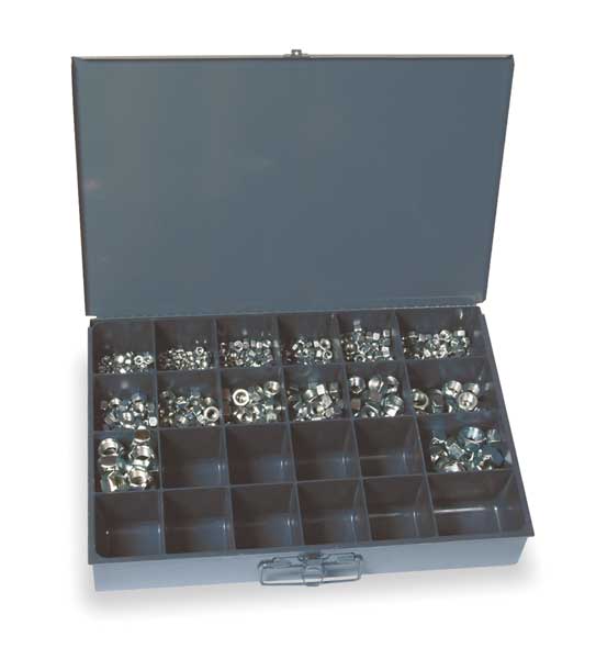 Plain Finish 18-8 Stainless Steel Nylon Insert Hex Lock Nut Assortment,  242 pcs.