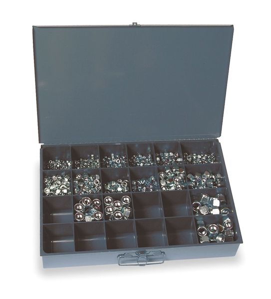 Zinc Plated Finish Steel Nylon Insert Hex Lock Nut Assortment,  1090 pc.