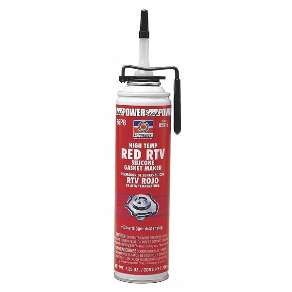 High Temp. RTV Silicone Sealant,  7.5 oz,  Red,  Temp Range -65 to 650 Degrees F