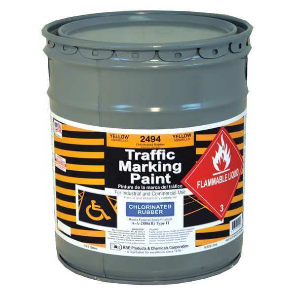 Traffic Zone Marking Paint,  5 Gal.,  Yellow,  Chlorinated Solvent -Based