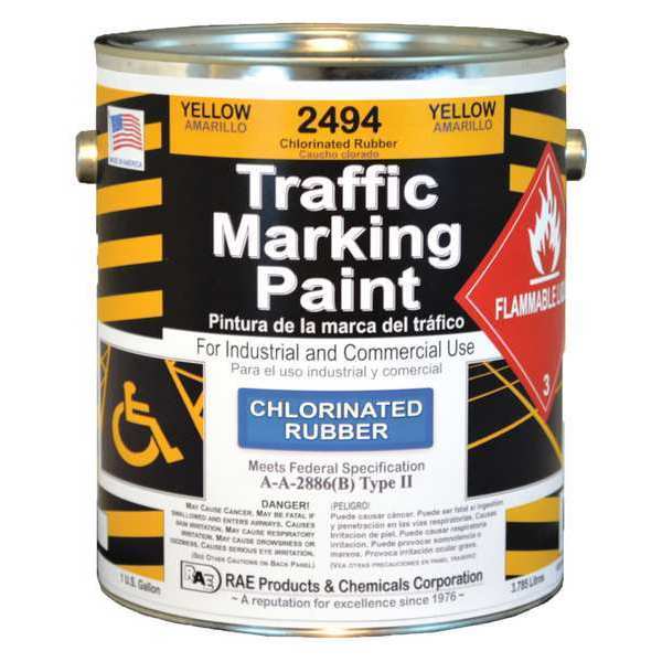 Traffic Zone Marking Paint,  1 gal.,  Yellow,  Chlorinated Solvent -Based