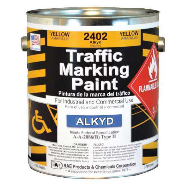 Traffic Zone Marking Paint,  1 gal.,  Yellow,  Alkyd Solvent -Based
