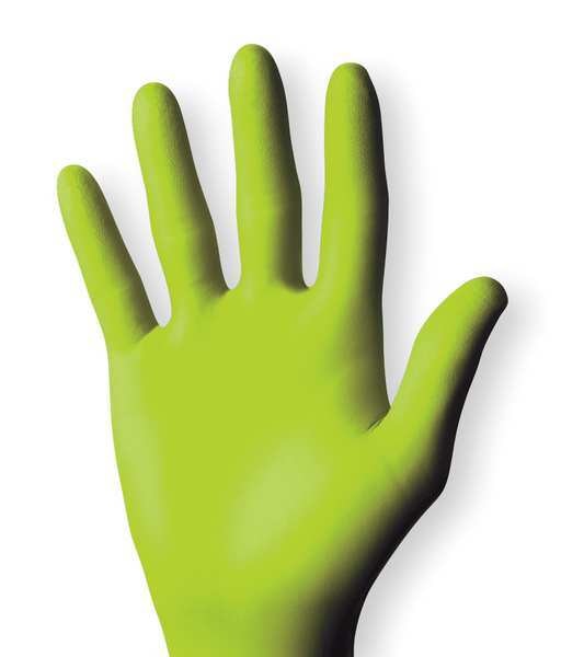 Disposable Gloves,  Nitrile,  Powder Free,  Fluorescent Green,  XL,  100 PK