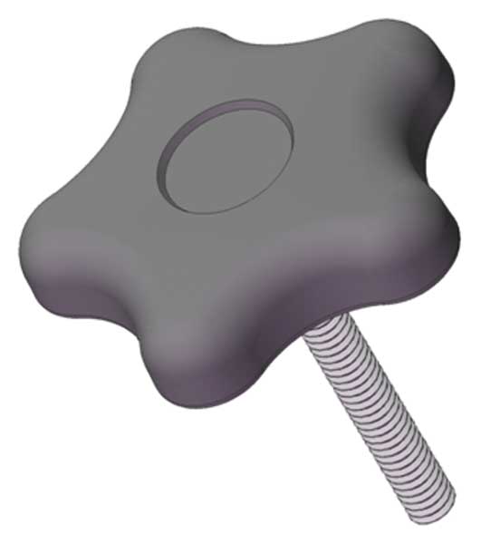 Star Knob with Screw,  3/8-16 Thread Size,  1.50"L,  Steel