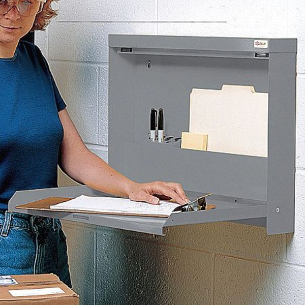 Wall Mounted Desk, 20x13-1/2x3-3/8In, Gray