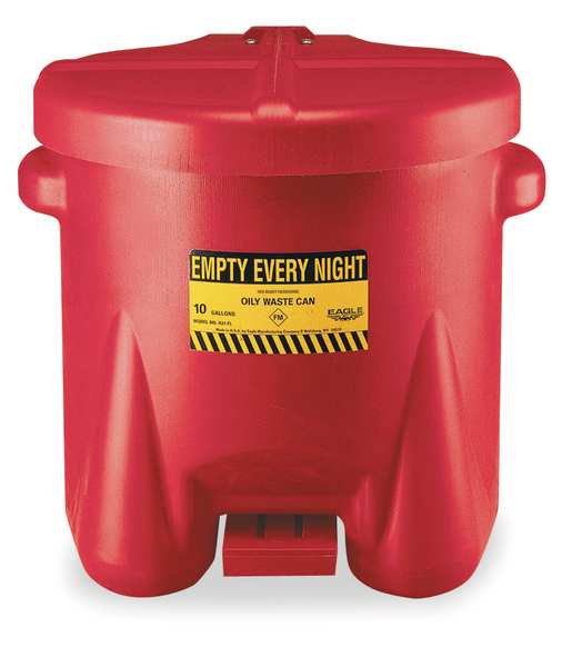 Oily Waste Can, 10 Gal., Poly, Red