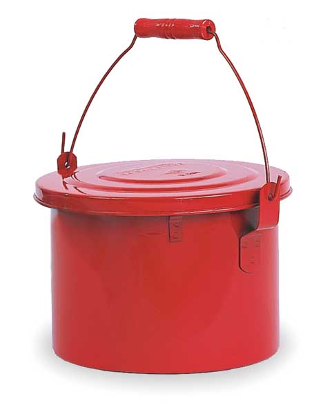 Bench Can, 1 Gal., Galvanized Steel, Red