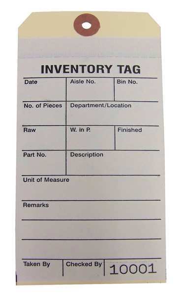 Two-Part Inventory Tag, Cardstock, PK100