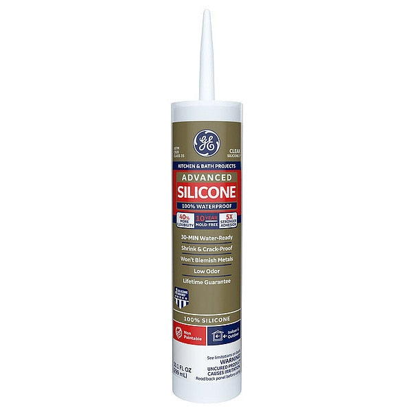 Kitchen & Bath Sealant,  10.1 oz,  Cartridge,  Clear,  Silicone Base