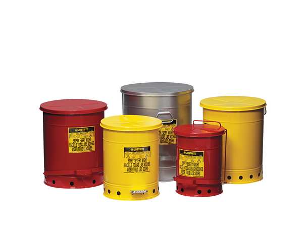 Oily Waste Can, 10 Gal., Steel, Red