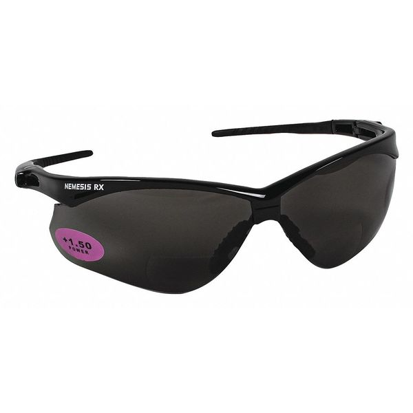 Nemesis Rx Readers Prescription Safety Sunglasses,  Diopter: +1.50,  Black Frame,  Smoke Gray Lens