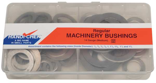 Regular 14 Gauge Machinery Bushing Assortment,  Steel,  Black Oxide Finish,  91 PCS