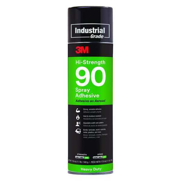 Spray Adhesive,  24 fl oz,  Aerosol Can,  Clear,  Hi-Strength 90